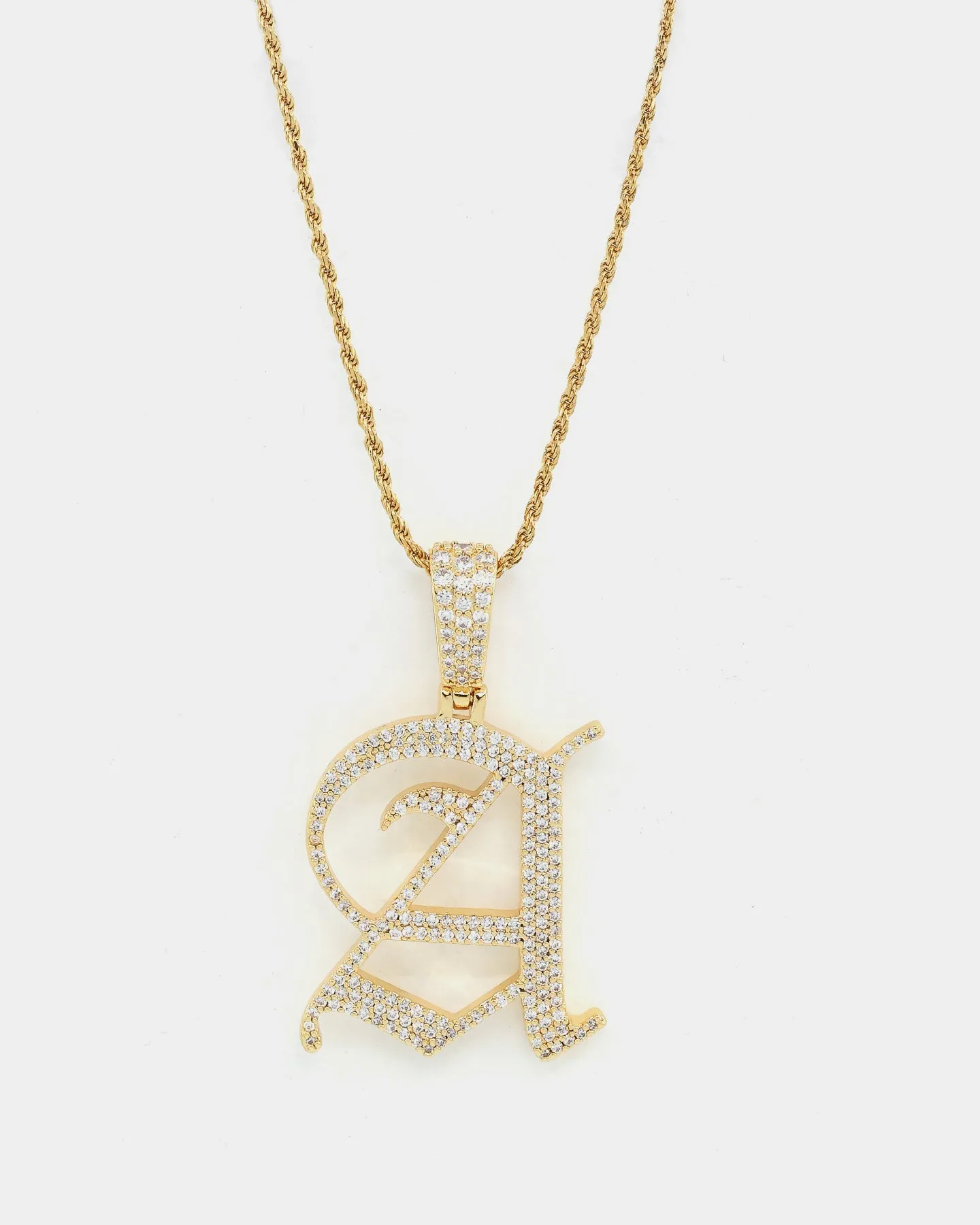 Saint Morta Gothic Iced Letter Pendant Iced Gold