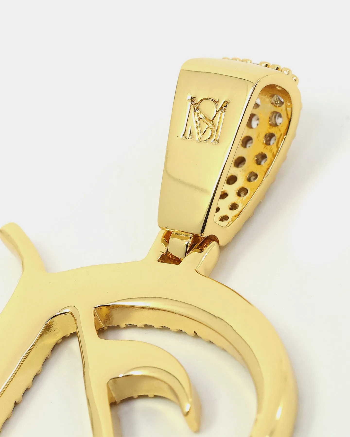 Saint Morta Gothic Iced Letter Pendant Iced Gold