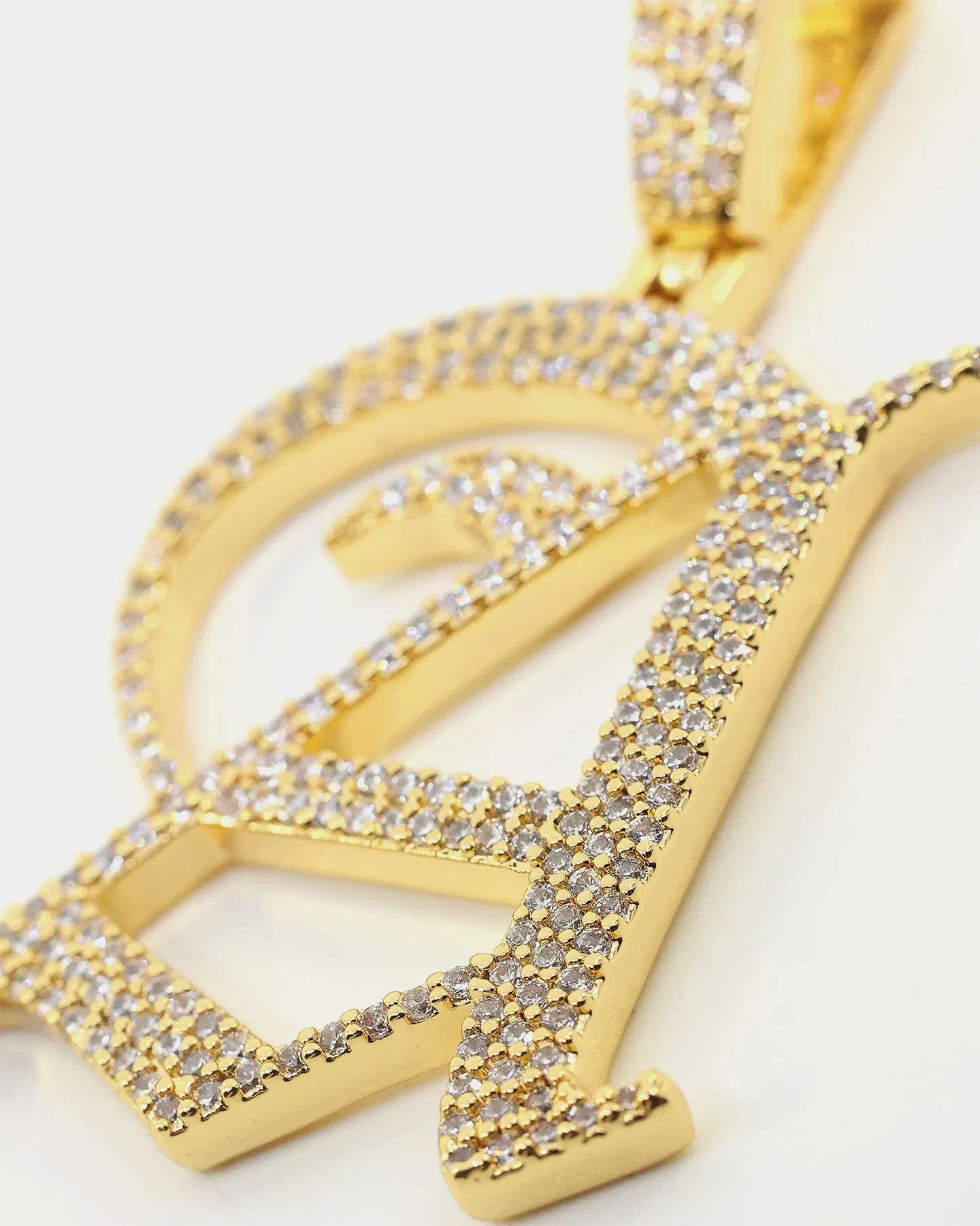 Saint Morta Gothic Iced Letter Pendant Iced Gold