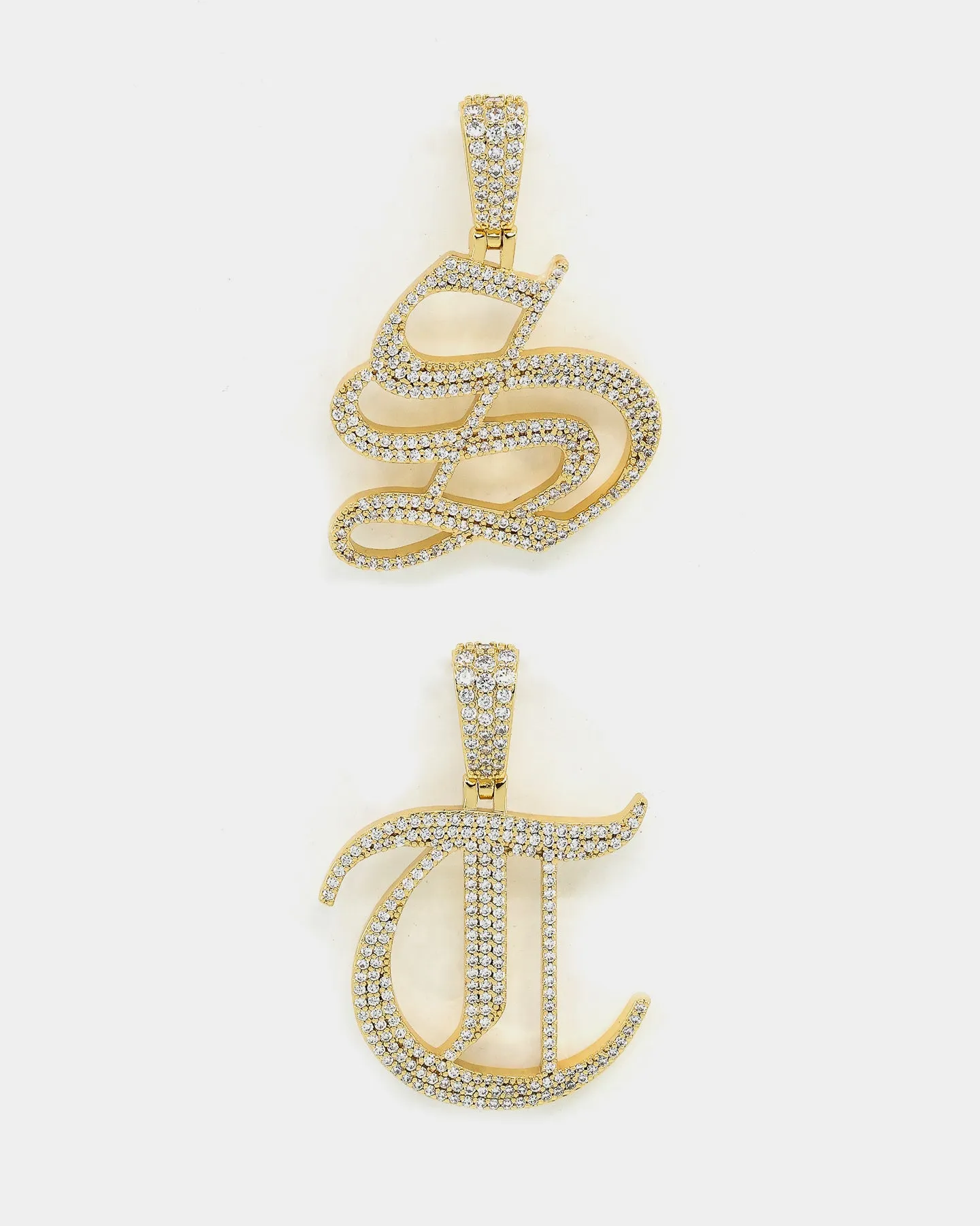 Saint Morta Gothic Iced Letter Pendant Iced Gold