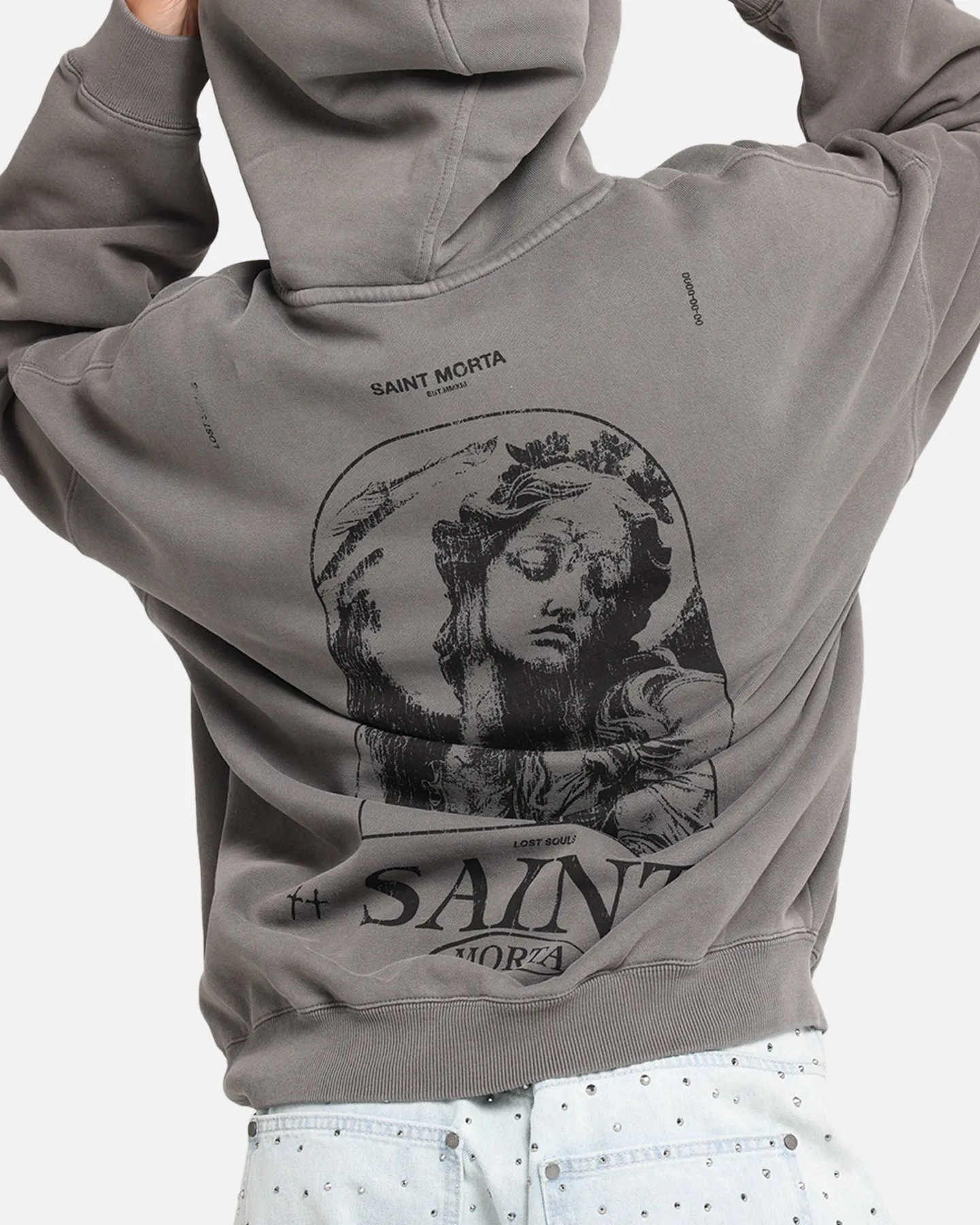 Saint Morta Lost Souls Boxy Hoodie Washed Charcoal