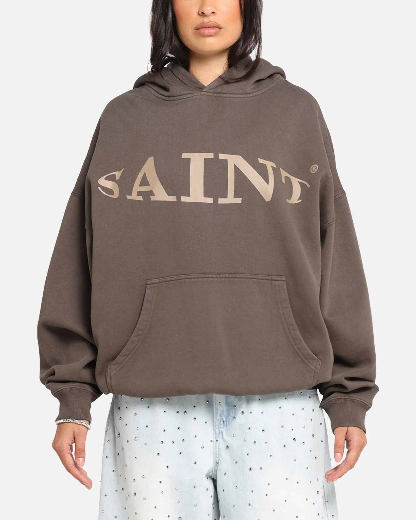 Saint Morta Vision Boxy Hoodie Brown