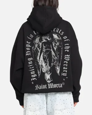 Saint Morta Weiry Hearts Boxy Hoodie Black