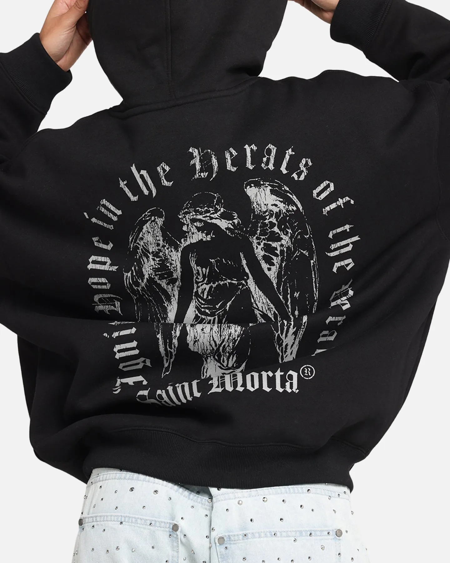 Saint Morta Weiry Hearts Boxy Hoodie Black
