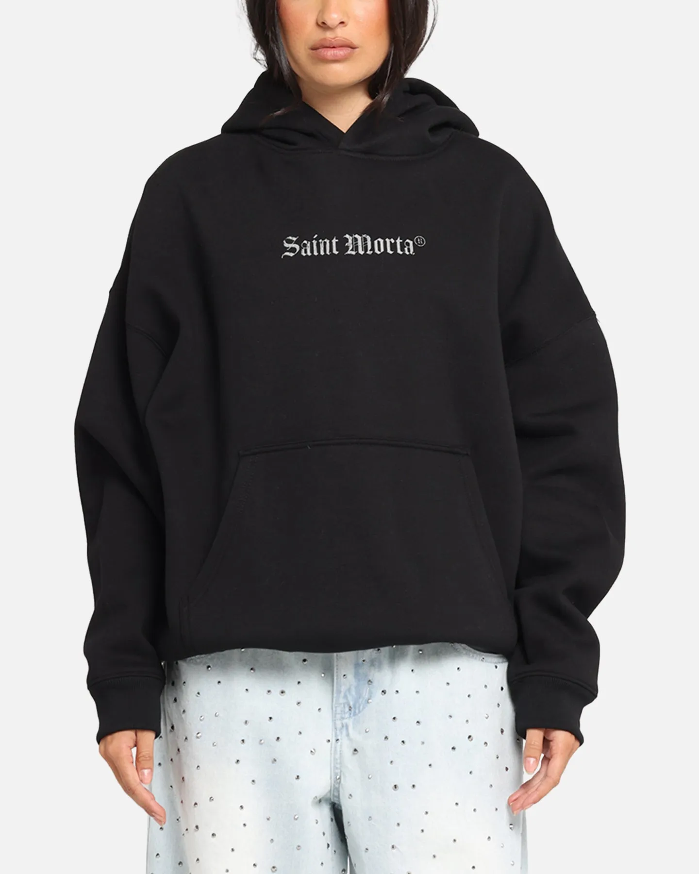 Saint Morta Weiry Hearts Boxy Hoodie Black