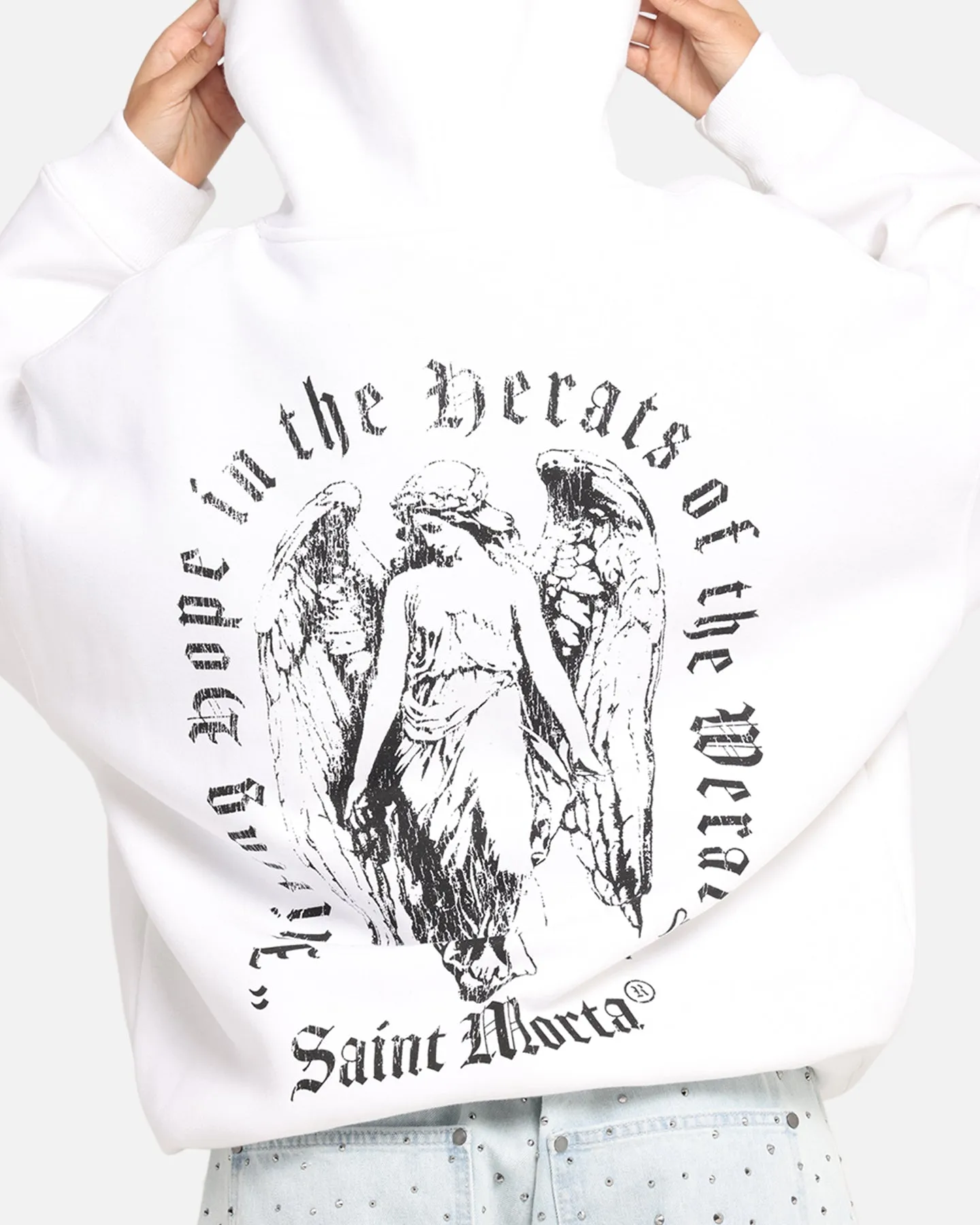 Saint Morta Weiry Hearts Boxy Hoodie White