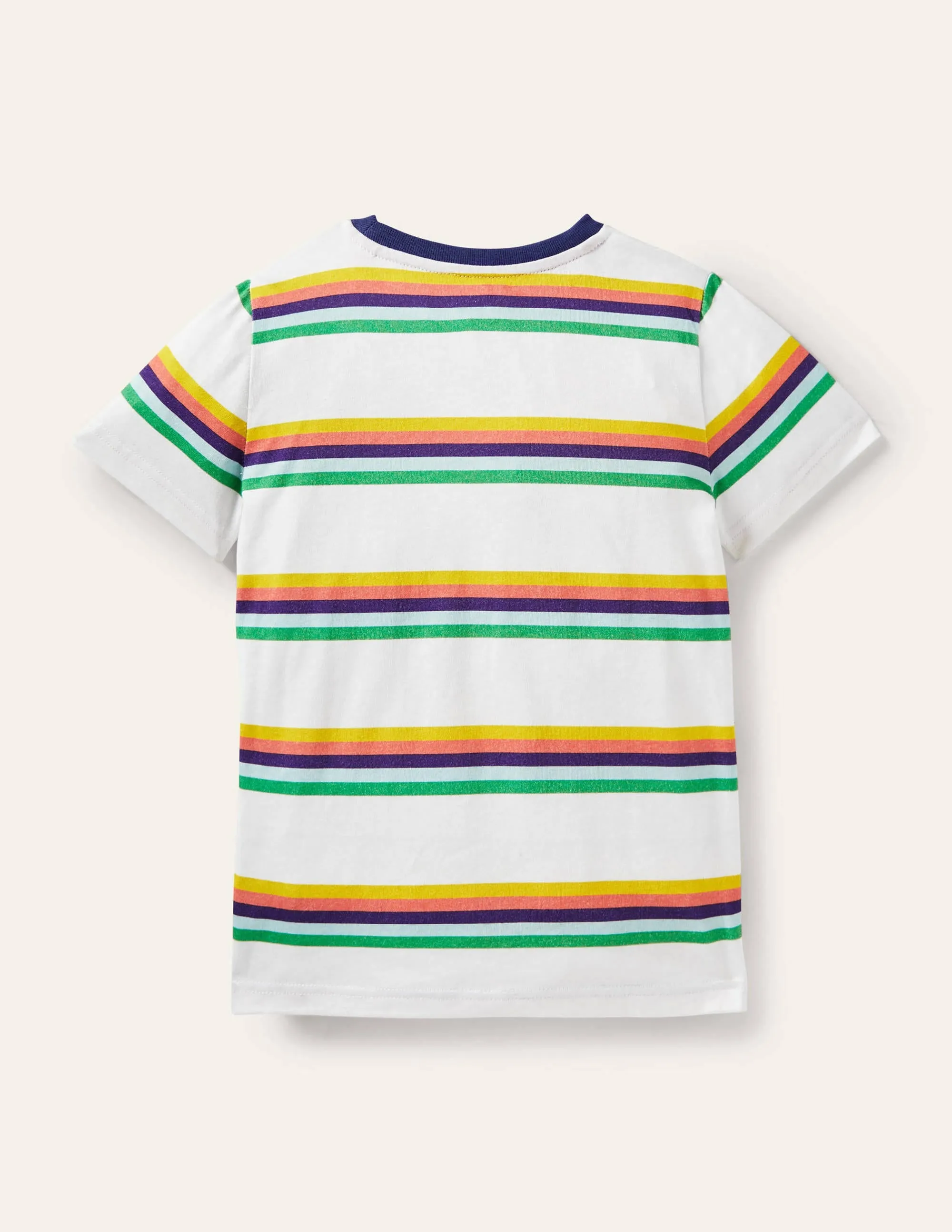 Slub Washed T-shirt-Ivory/Rainbow