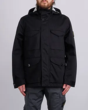 Stone Island 3L Raso Gromatto Cotton Field Jacket Black