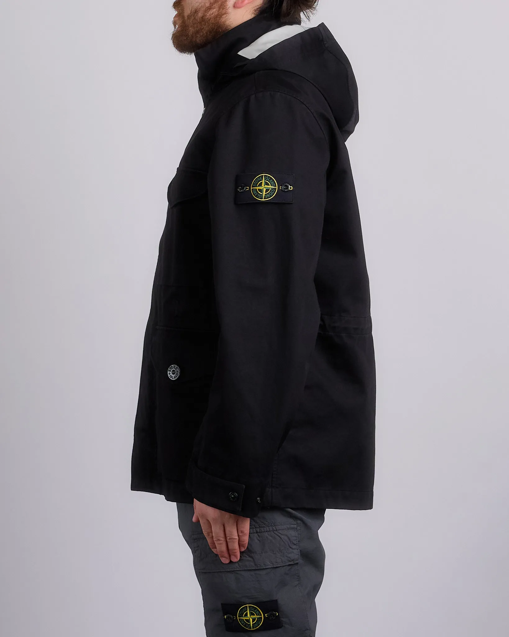 Stone Island 3L Raso Gromatto Cotton Field Jacket Black