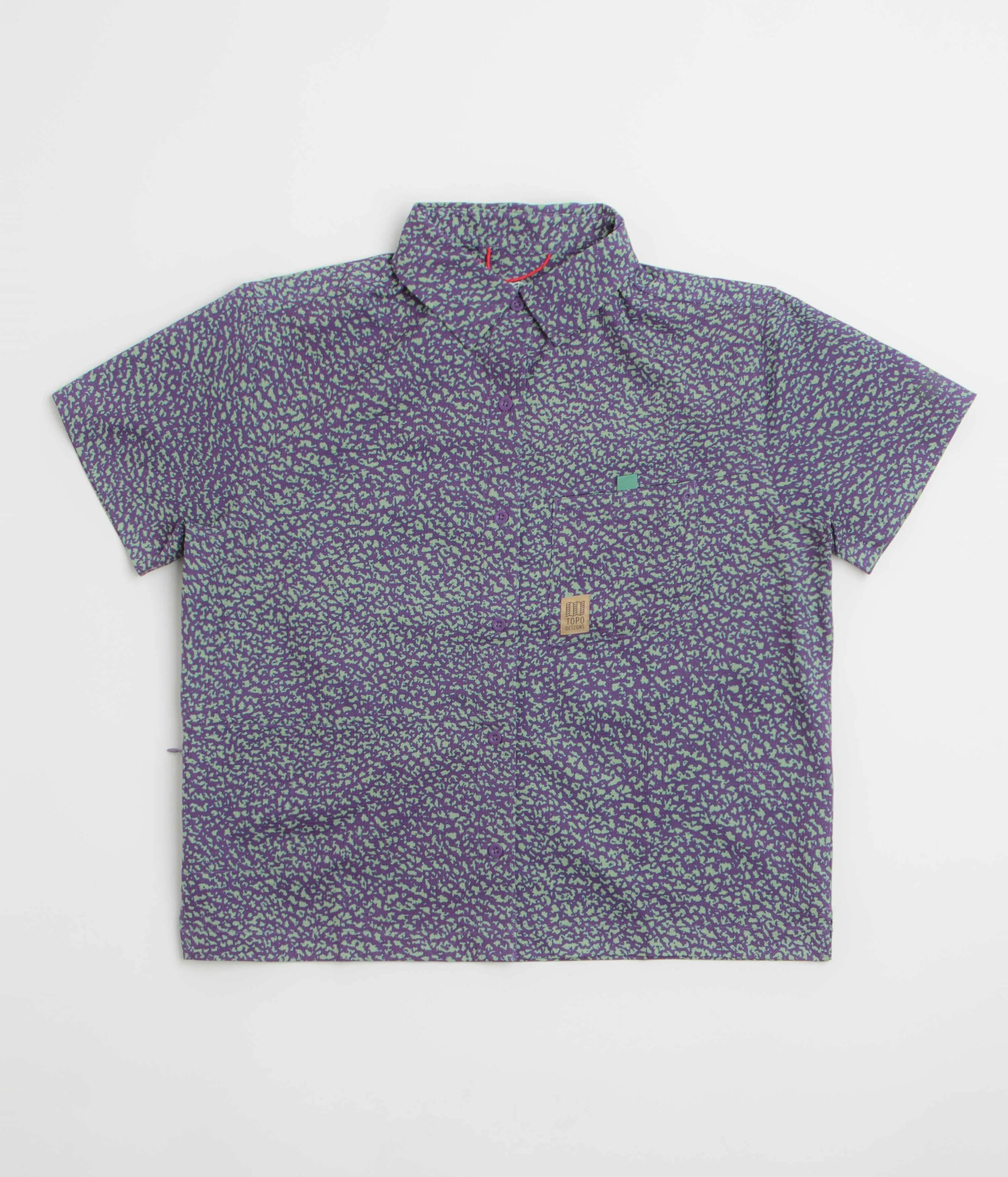 Topo Designs Womens Retro River Short Sleeve Shirt - Crackle Loganberry
