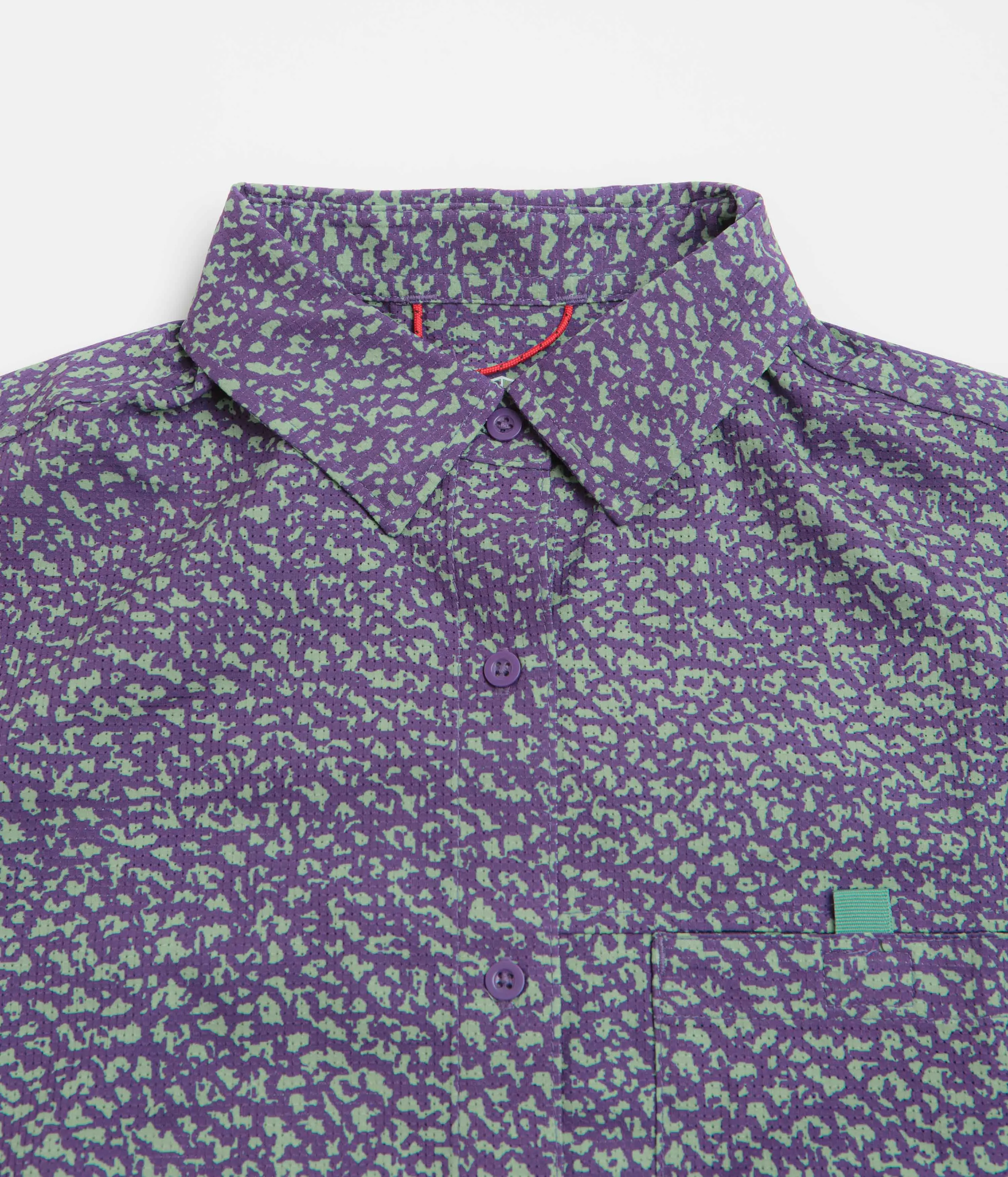 Topo Designs Womens Retro River Short Sleeve Shirt - Crackle Loganberry