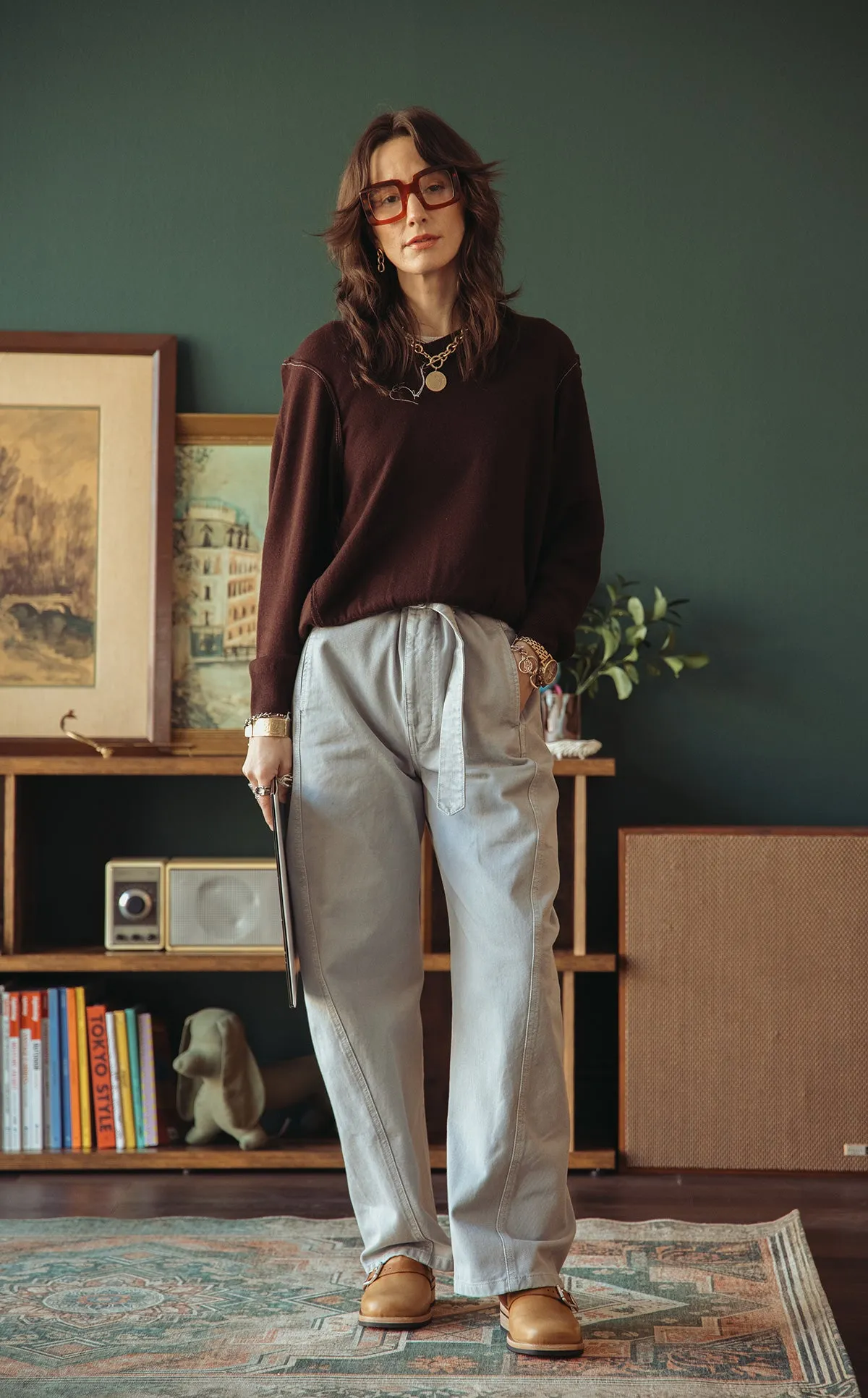 Twisted Belted Pants - Snowy Blue Grey