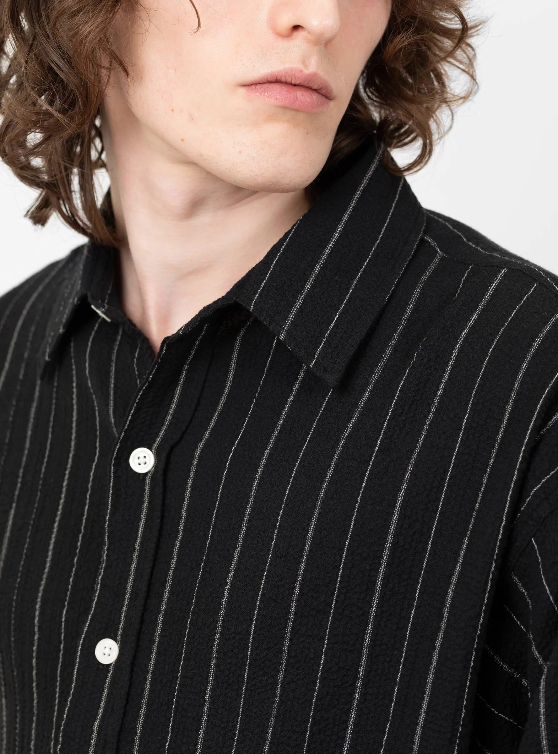 Vacation Shirt Black Textured Stripe