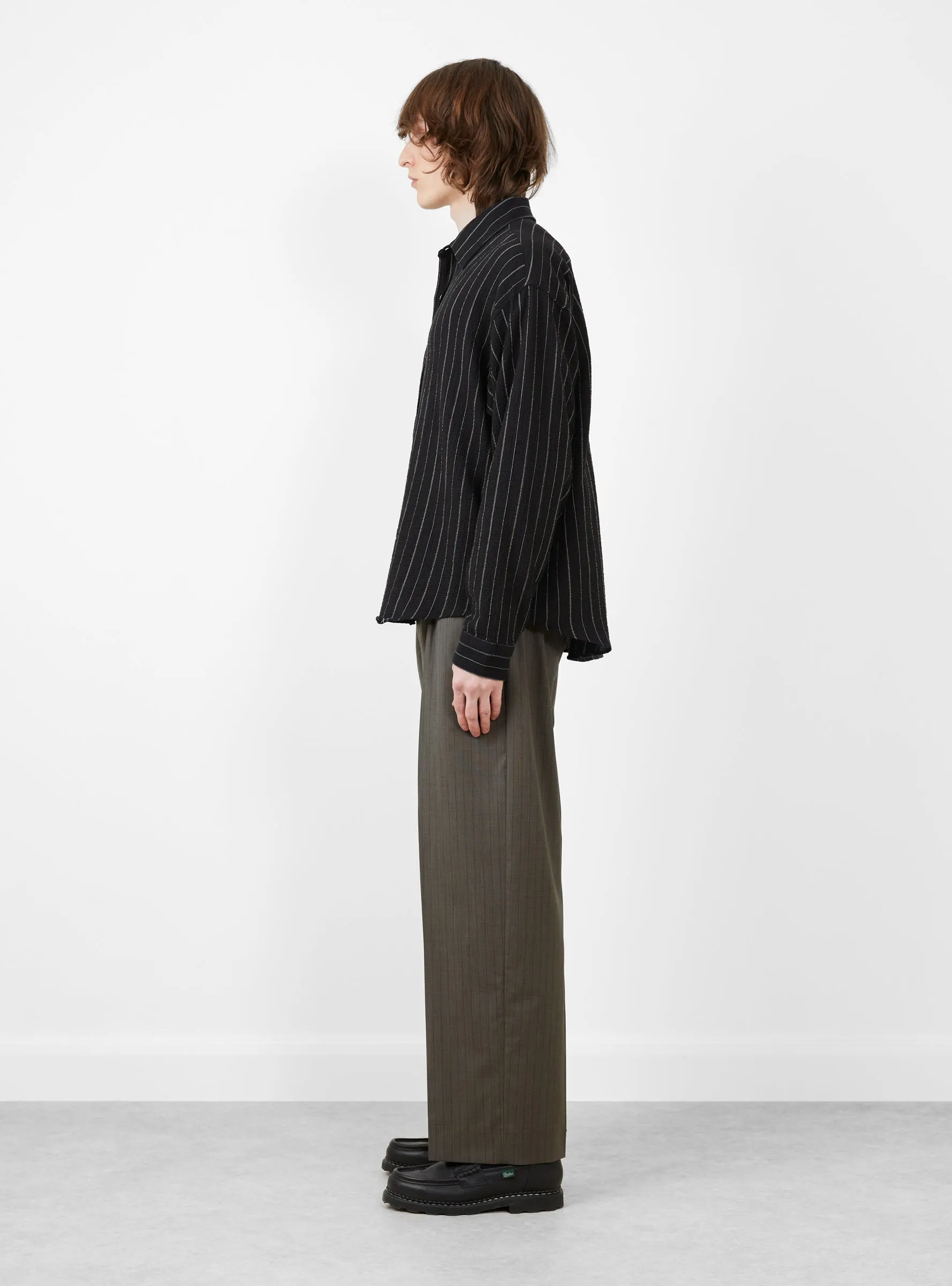 Vacation Shirt Black Textured Stripe