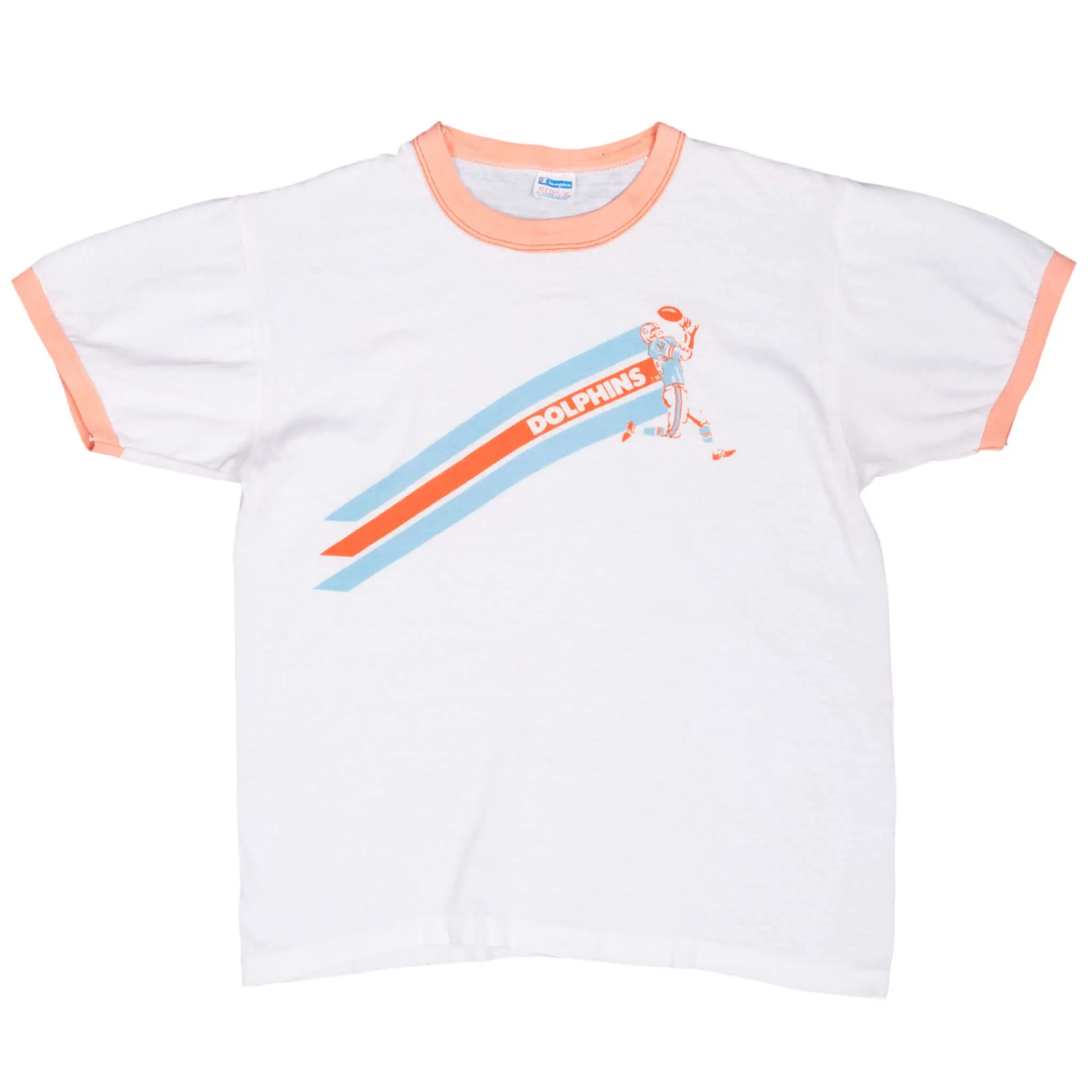 VINTAGE NFL MIAMI DOLPHINS CHAMPION TEE SHIRT 1970S SMALL MADE USA