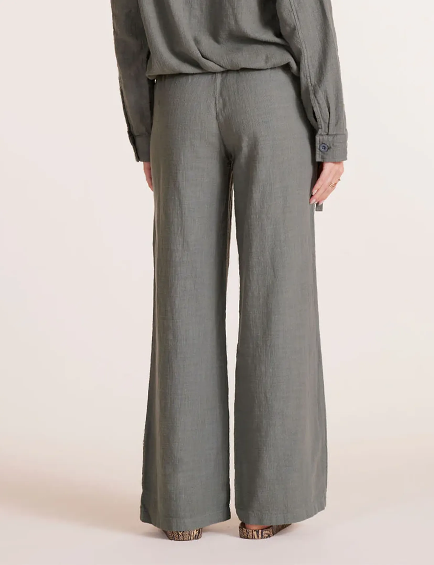 Wide Leg Pocket Pant, Dark Sage