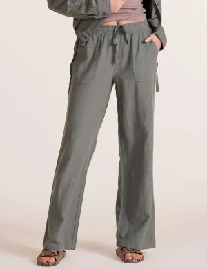 Wide Leg Pocket Pant, Dark Sage